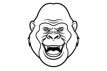 Gorilla head line art illustration