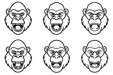Gorilla head line art illustration