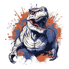 shirt design dinosaurs t rex gym angry, aggressive illustration