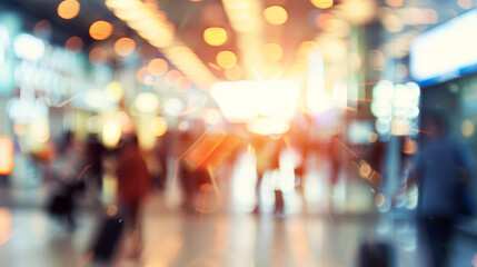 Dynamic Blur of Busy Airport Terminal. Generative AI