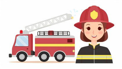 消防車と消防士