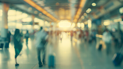 Dynamic Blur of Busy Airport Terminal. Generative AI