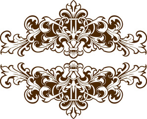 Baroque engraved. Victorian floral ornamental borders, vintage decorative frame elements. Vector illustration royal set for wedding invitation and greeting cards, ornaments romantic invitations