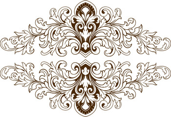 Baroque engraved. Victorian floral ornamental borders, vintage decorative frame elements. Vector illustration royal set for wedding invitation and greeting cards, ornaments romantic invitations