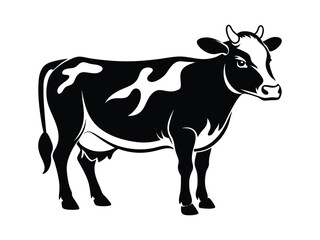 A cow vector art style black and white
