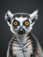 Obraz premium Close-Up Portrait of a Ring-Tailed Lemur