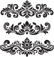 Ornament silhouette vector art illustration. floral vine, border, Black Elements Vector design.