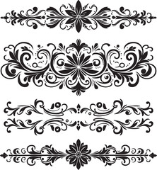 Ornament silhouette vector art illustration. floral vine, border, Corner Black Elements Vector design.