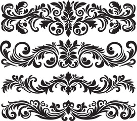 Ornament silhouette vector art illustration. floral vine, border, Corner Black Elements Vector design.