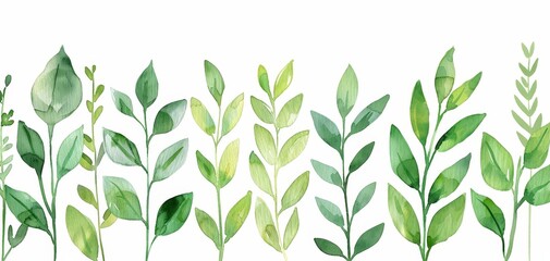 Watercolor Green Leaves Botanical Illustration - Hand Painted Greenery Design for Nature Lovers, Floral Decor, and Home Decor