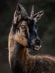 Fototapeta premium Close-Up Portrait of a Male Chamois