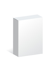Standing box mockup image in white and light grey, 
