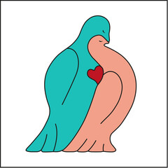 One continuous line drawing of flying couple doves. Two Birds symbol of peace love and freedom in simple linear style.