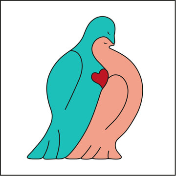 loving doves embrace red heart clip art preview