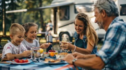 A group of people gathered around a table enjoying their meal