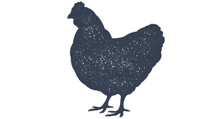 Chicken, hen. Vintage retro print, chicken, hen sketch ink pencil style drawing, engrave old school. Sketch artwork black silhouette chicken with texture. Vector Illustration