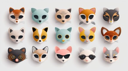A collection of animal faces with sunglasses and a panda bear