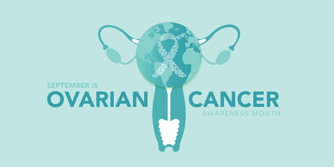 Ovarian cancer awareness month is observed every year in september. September is ovarian cancer awareness month. Vector template for banner, greeting card, poster with background. Vector illustration.