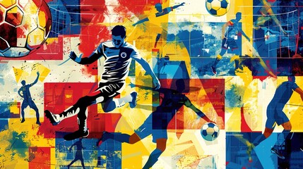 Fototapeta premium Abstract seamless pattern background soccer pattern Football,Soccer or football player hitting ball.illustration