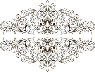 Baroque engraved. Victorian floral ornamental borders, vintage decorative frame elements. Vector illustration royal set for wedding invitation and greeting cards, ornaments romantic invitations