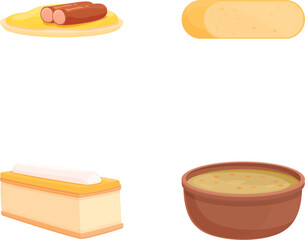 Dutch nutrition icons set cartoon vector. Tasty dutch dish. Traditional food