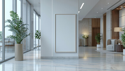 Obraz premium Modern hotel lobby stylish fixtures with empty frame