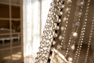 shiny glasses from the chandelier
