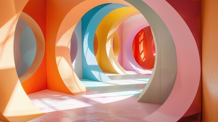 Obraz premium Colorful paper cutout circles in an indoor setting