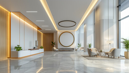 Modern hotel lobby with ergonomic furniture
