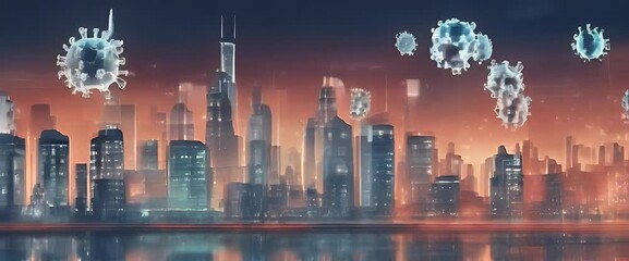 abstract blurred background illustration Coronavirus city scene - Powered by Adobe