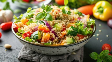 Vibrant quinoa salad with assorted vegetables ideal for a nutritious meal