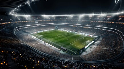 Nighttime Football Stadium View