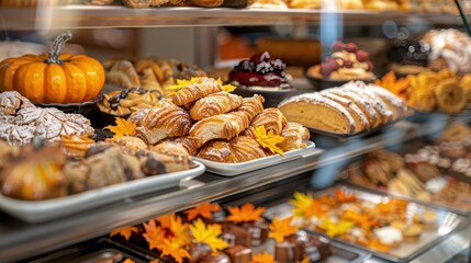 Delectable Autumn-Inspired Pastries Displayed in Bakery Case