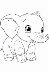 Naklejka premium Simpatico elefantino disegnato per bambini, da colorare. Su sfondo bianco