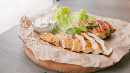  grilled chicken fillet, restaurant dish for the menu