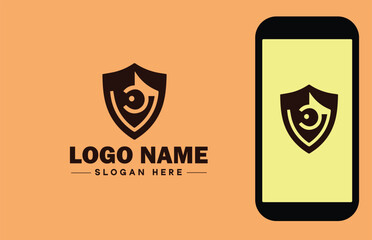 Security company icon Security firm Security agency Security service flat logo sign symbol editable vector