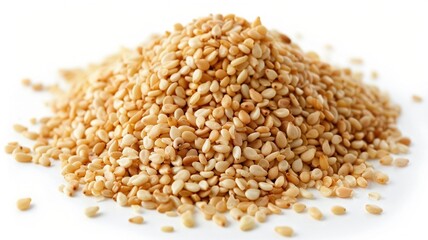 Close-up of Organic White Sesame seeds (Sesamum indicum) or white Til with shell in white ceramic bowl with the gradient background of White Sesame seeds. Close-up of Organic White Sesame seed
