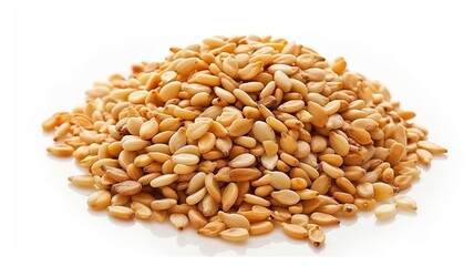 Close-up of Organic White Sesame seeds (Sesamum indicum) or white Til with shell in white ceramic bowl with the gradient background of White Sesame seeds. Close-up of Organic White Sesame seed
