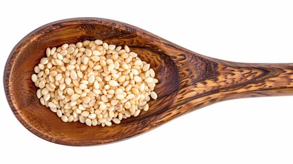 Close-up of Organic White Sesame seeds (Sesamum indicum) or white Til with shell in white ceramic bowl with the gradient background of White Sesame seeds. Close-up of Organic White Sesame seed
