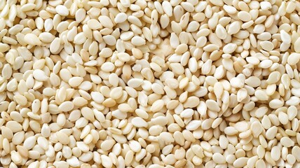 Close-up of Organic White Sesame seeds (Sesamum indicum) or white Til with shell in white ceramic bowl with the gradient background of White Sesame seeds. Close-up of Organic White Sesame seed
