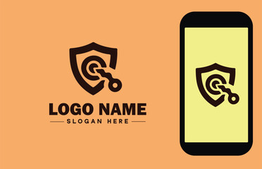 Security company icon Security firm Security agency Security service flat logo sign symbol editable vector