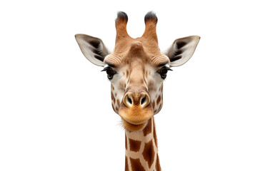 Obraz premium Majestic giraffe with long neck and detailed fur, perfect for wildlife and nature-themed projects.