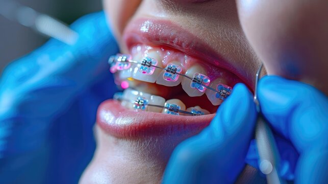 Dental corrective: brace, an orthodontic appliance used to rectify misaligned teeth and jaws, contributing to improved dental function, facial symmetry, and a confident smile over time