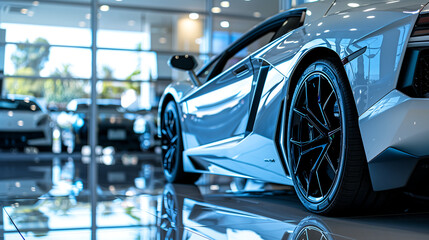 Obraz premium A modern, luxury car on the parking lot of innovation and performance in automotive design.Generative AI