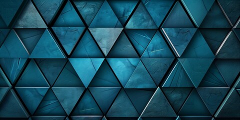 Abstract Pattern of Geometric Triangles in Dark Teal Tones
