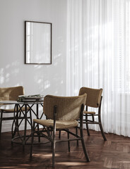 Home mock up, cozy modern dining room interior background, 3d render