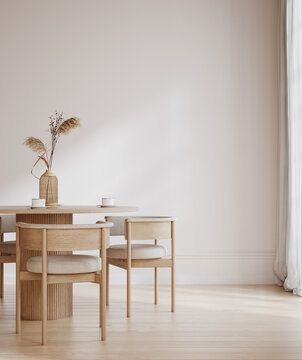 Home mock up, cozy modern dining room interior background, 3d render