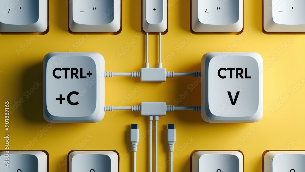 Poster Copy and Paste Keyboard Keys Illustration