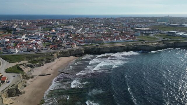 Rock formations of the Papoa island in the site of geological interest of the cliffs of the Peniche peninsula, portugal