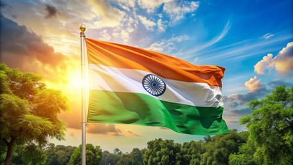 Happy Indian Independence Day Celebration with Flag